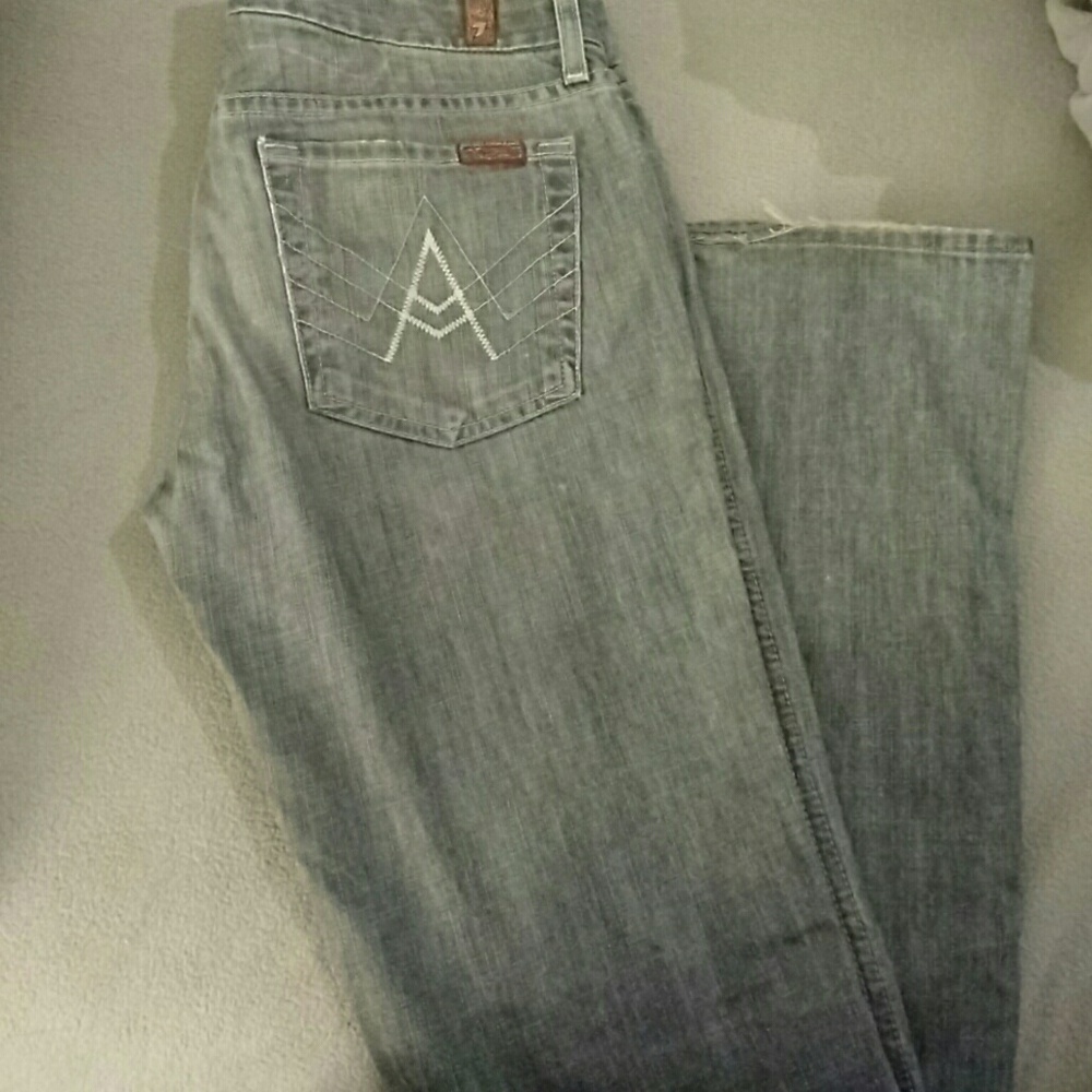 7 For All Mankind Women's Boot Cut Jeans in Faded Gray Blue